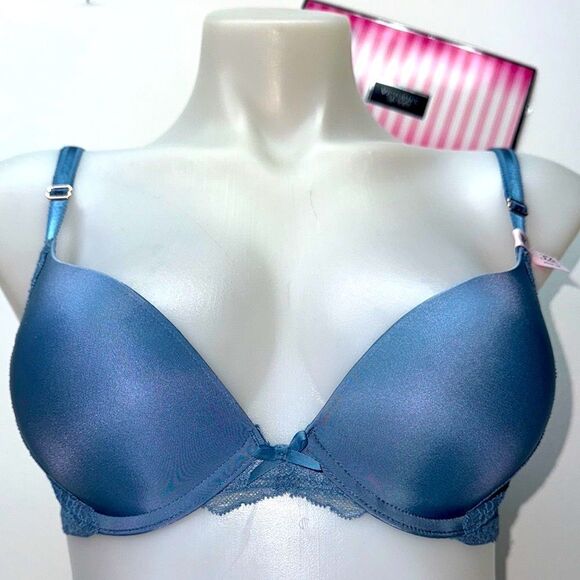 🔥Victoria's Secret Blue Seamless Bra with Adjustable Straps Sz 32C New - Picture 1 of 3